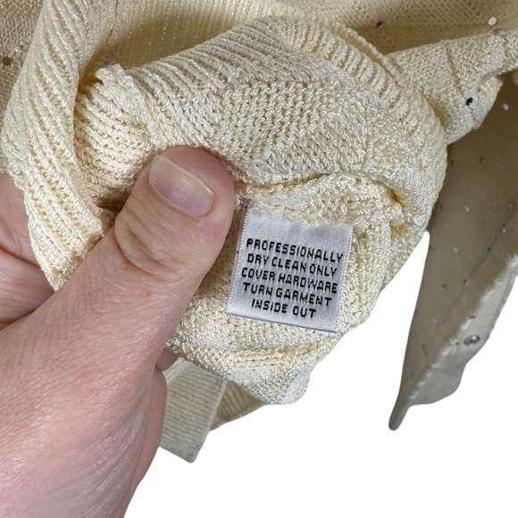 VINTAGE St. John Evening Embellished Rhinestone Sweater in Ivory/Silver Size 0 - Picture 8 of 9